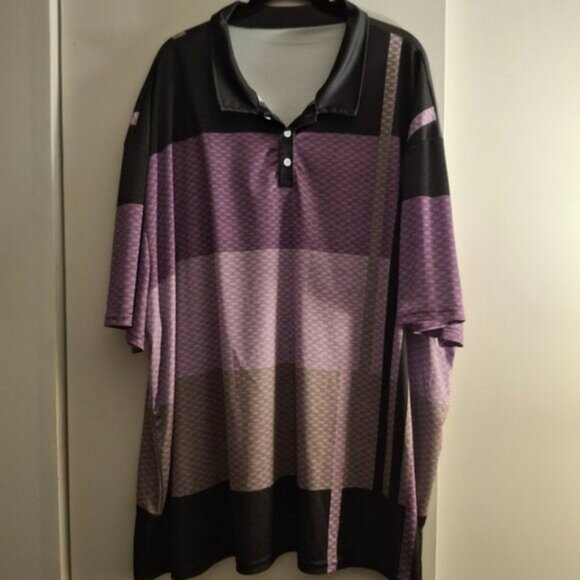 Purple and Black Geometric Patterned Men's Shirt - Picture 1 of 6